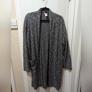 Bettany Black 2XL Black Heathered Open Front Cardigan Sweater